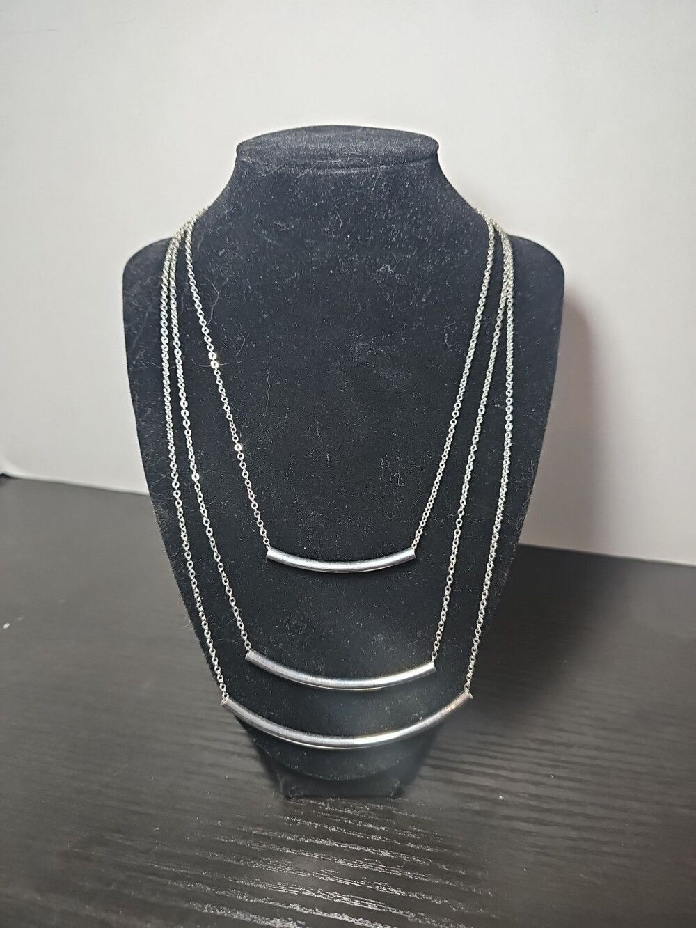 Women's 3 Tiered Silver Toned Necklace